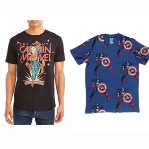 Captain America and captain marvel T shirts size L set of two